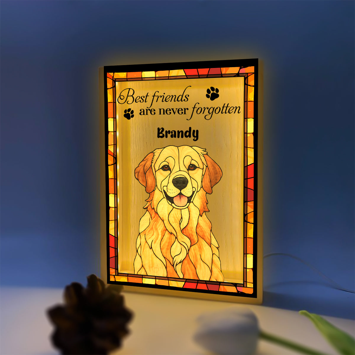 Les meilleurs amis ne sont jamais oubliés - Cadre photo lumineux personnalisé pour chien