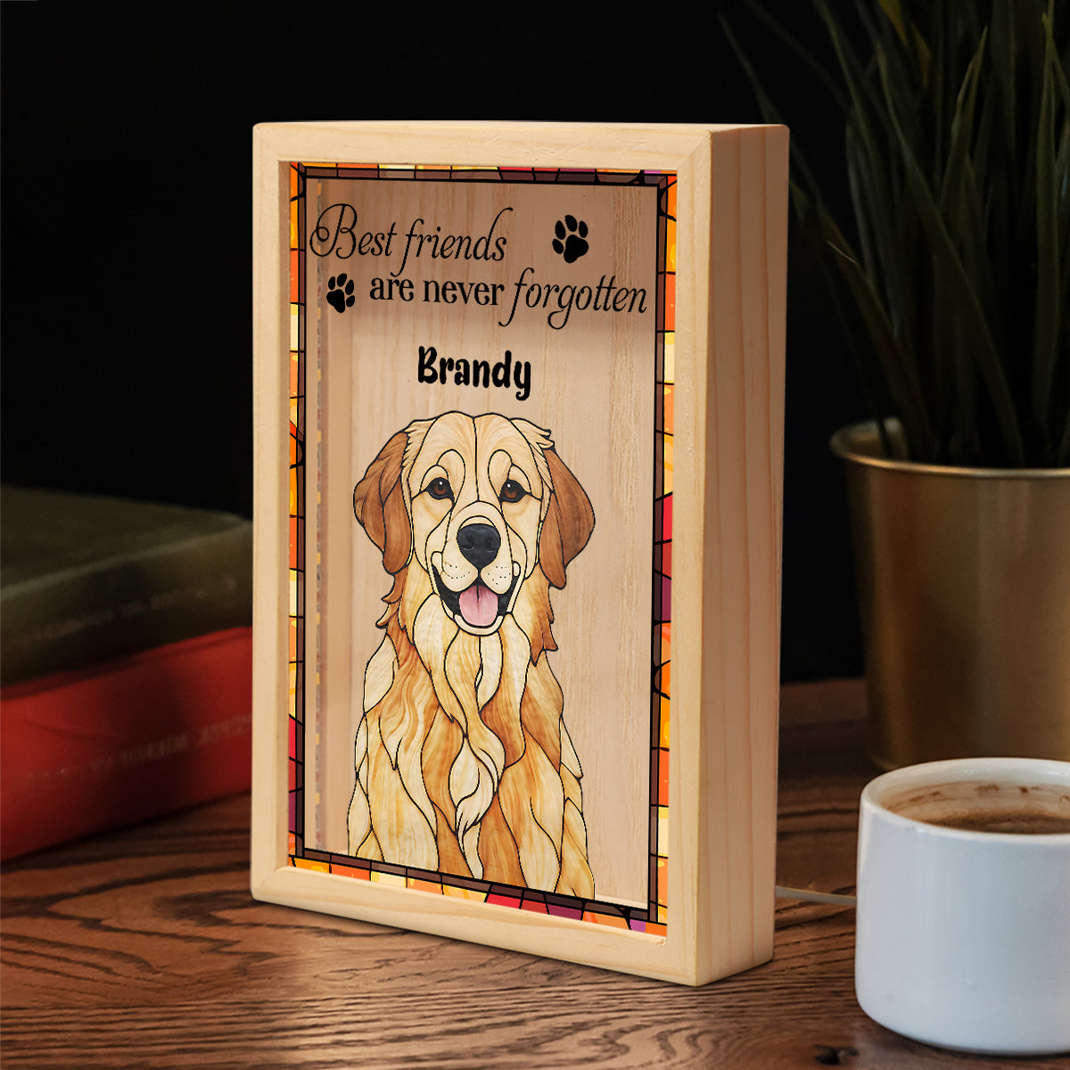 Les meilleurs amis ne sont jamais oubliés - Cadre photo lumineux personnalisé pour chien