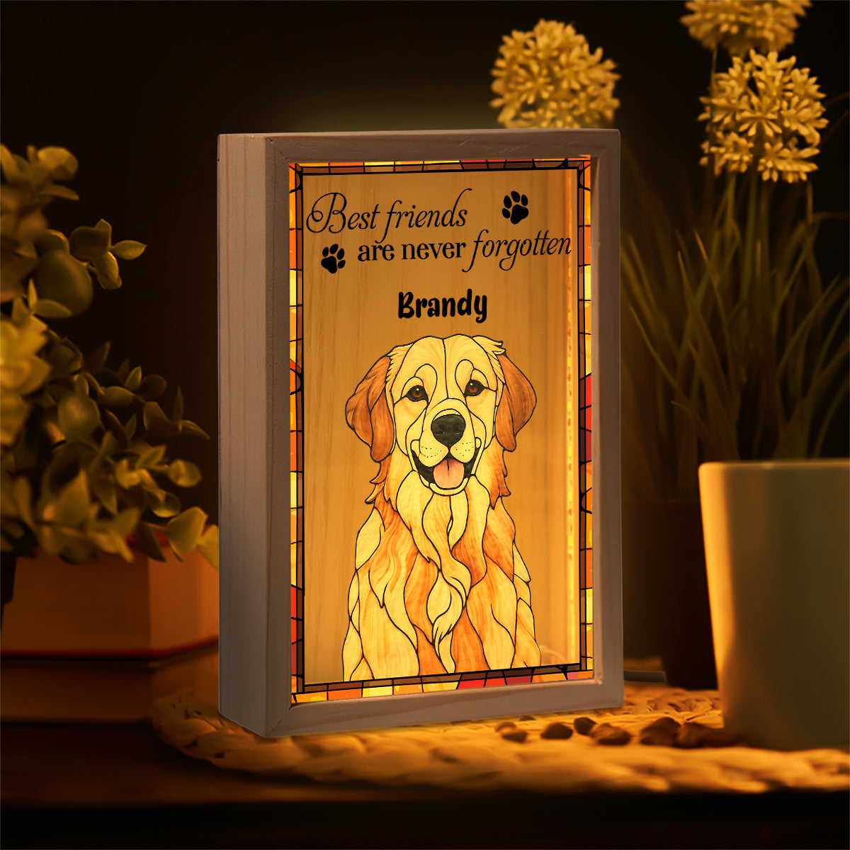 Les meilleurs amis ne sont jamais oubliés - Cadre photo lumineux personnalisé pour chien