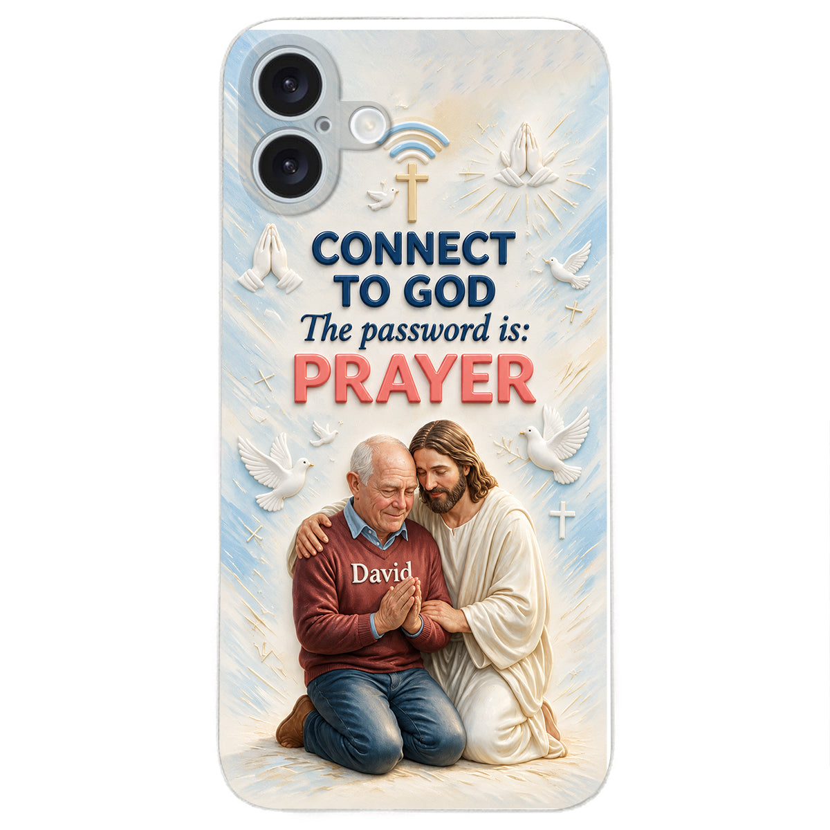 Connect To God - Personalized Christian 3D Embossed Leather Phone Case