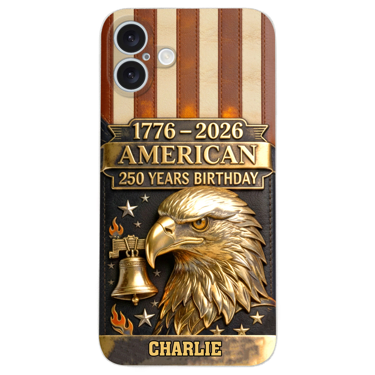 250th Anniversary - Personalized Bald Eagle Leather Phone Case