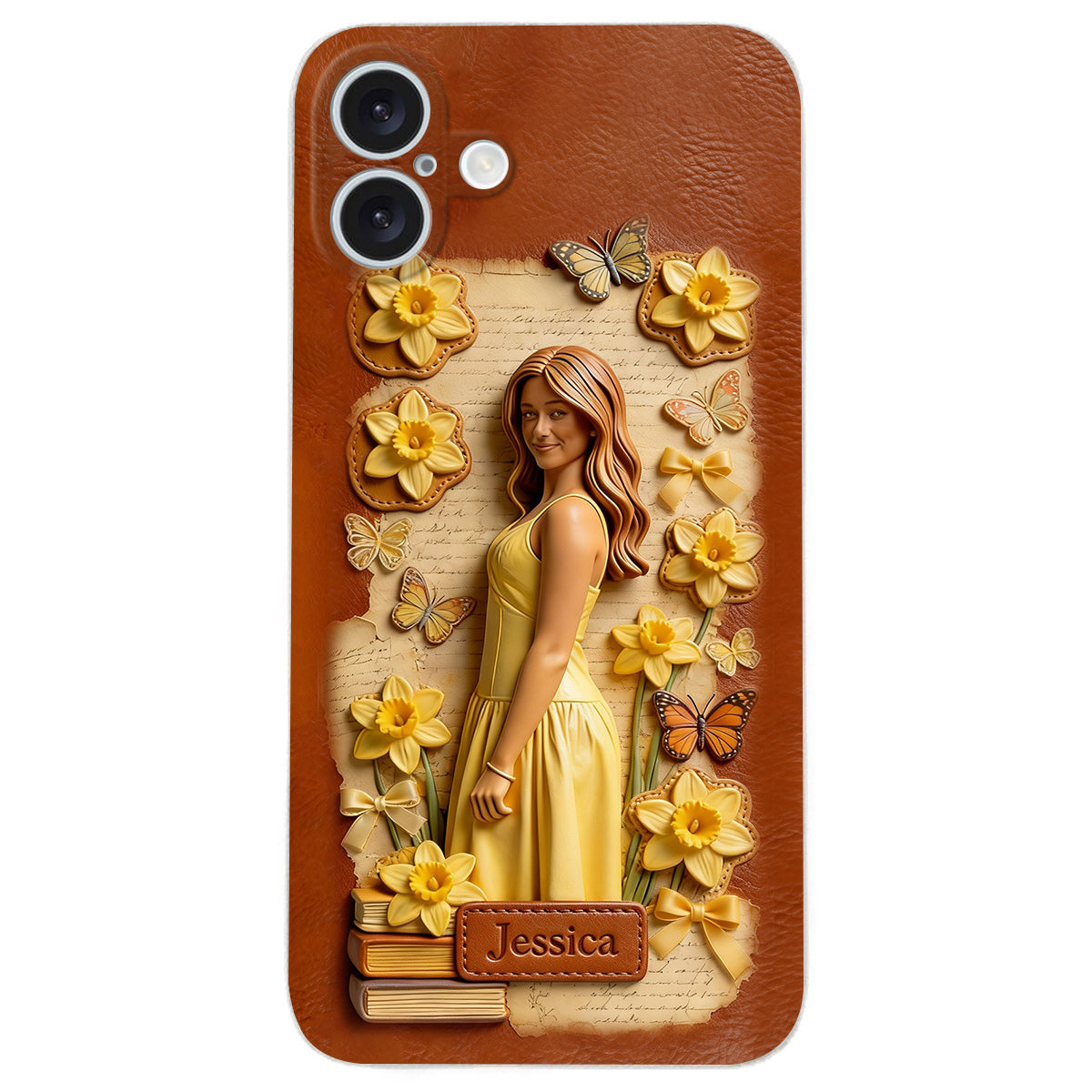 Custom Any Photo Unique Birth Flower - Personalized Self Love Leather Phone Case