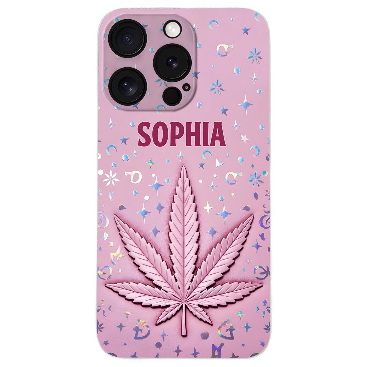 Stoner Chick – Personalisierte Handyhülle aus Leder mit Weed-Motiv