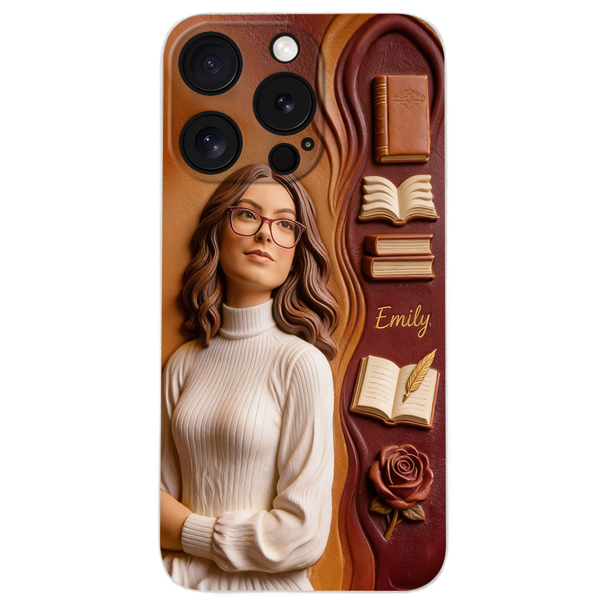 Custom Any Photo Love Books - Personalized Book 3D Embossed Leather Phone Case