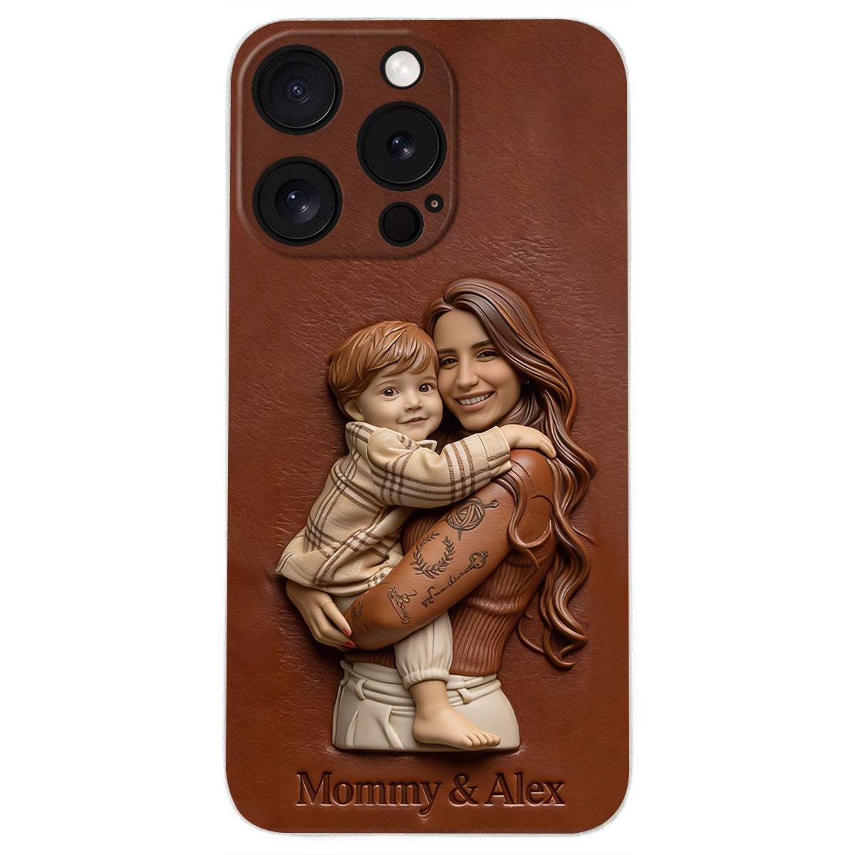 Étui de téléphone en cuir personnalisé avec photo pour maman ou grand-mère