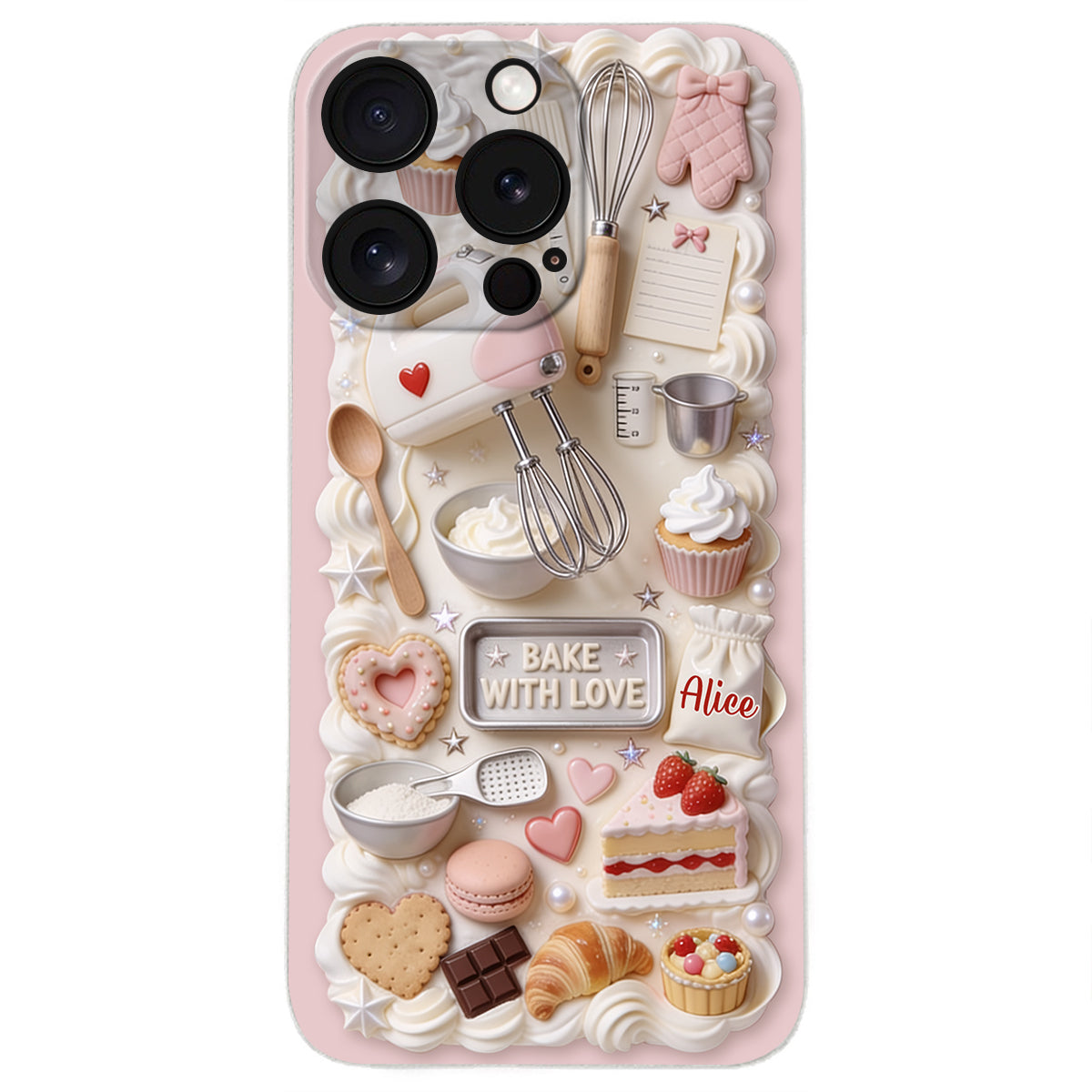 Bake With Love - Personalized Baking 3D Embossed Leather Phone Case