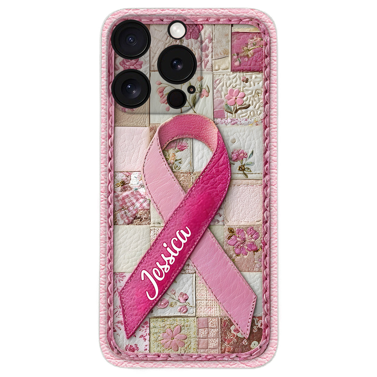 Breast Cancer Awareness - Personalized Breast Cancer Awareness Leather Phone Case