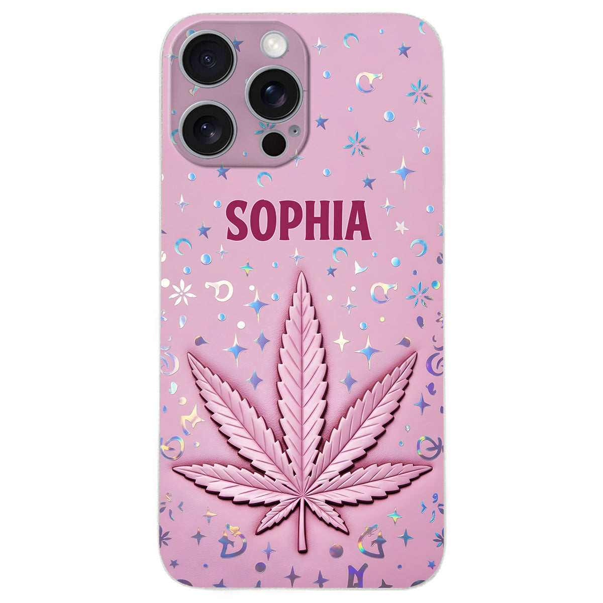 Stoner Chick – Personalisierte Handyhülle aus Leder mit Weed-Motiv
