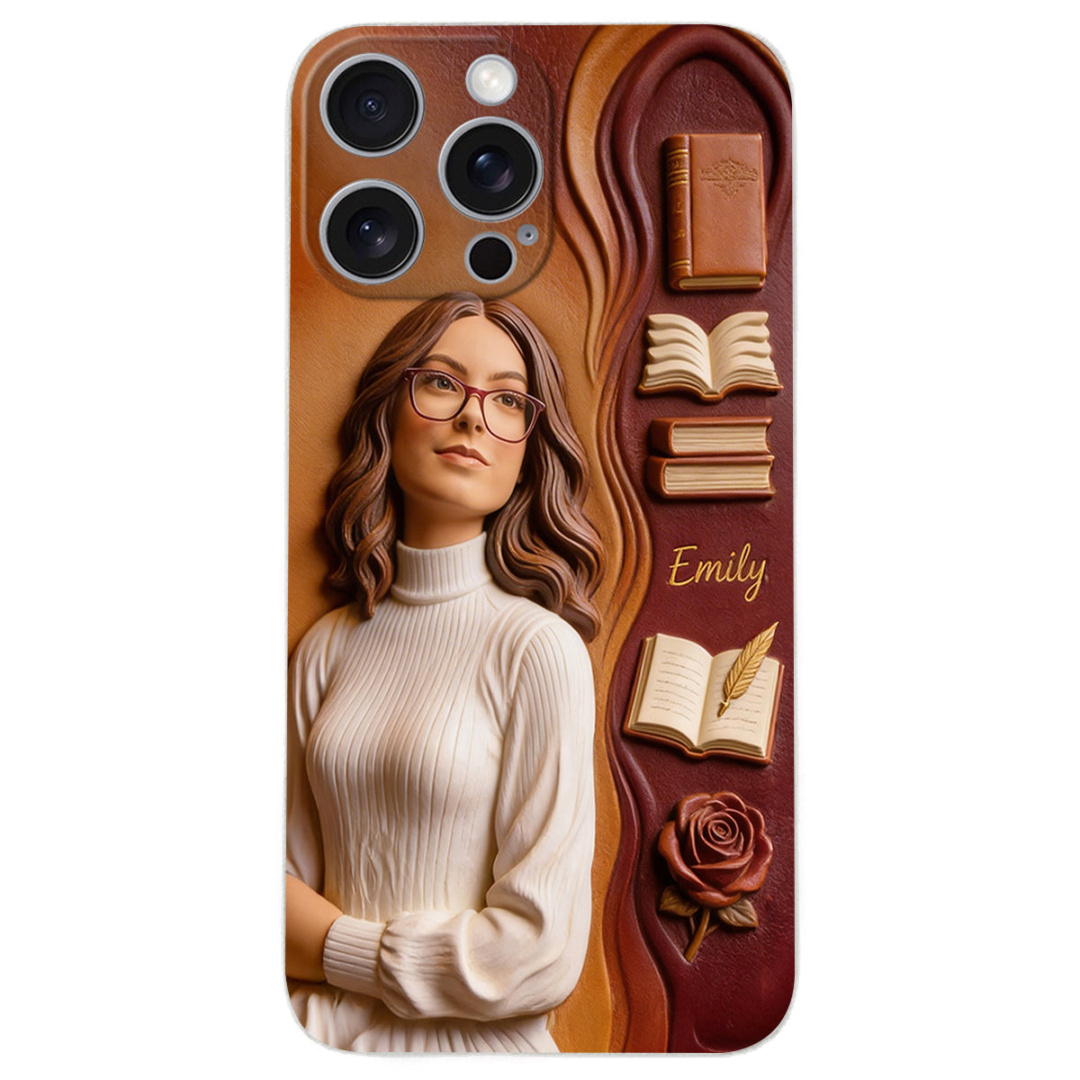 Custom Any Photo Love Books - Personalized Book 3D Embossed Leather Phone Case