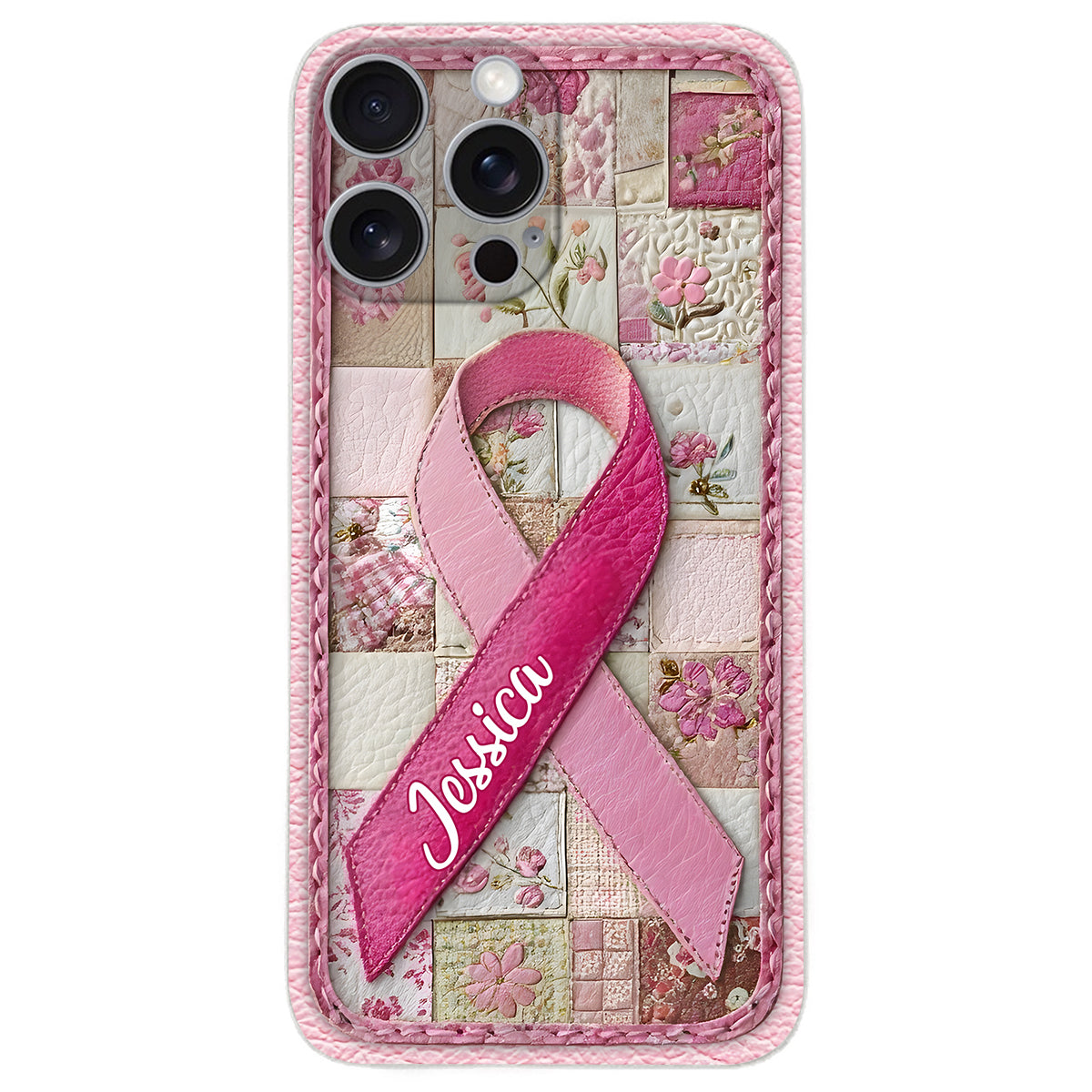 Breast Cancer Awareness - Personalized Breast Cancer Awareness Leather Phone Case