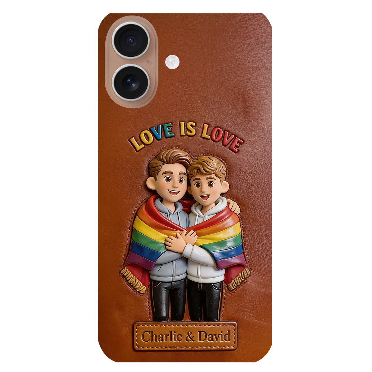 L'amour est l'amour - Coque de téléphone en cuir embossé 3D personnalisée LGBT