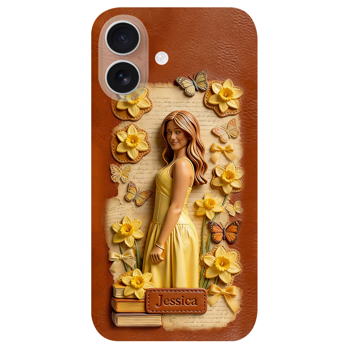Custom Any Photo Unique Birth Flower - Personalized Self Love Leather Phone Case