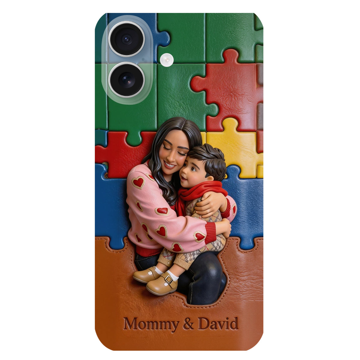 Autism Mom - Personalized Autism Awareness 3D Embossed Leather Phone Case