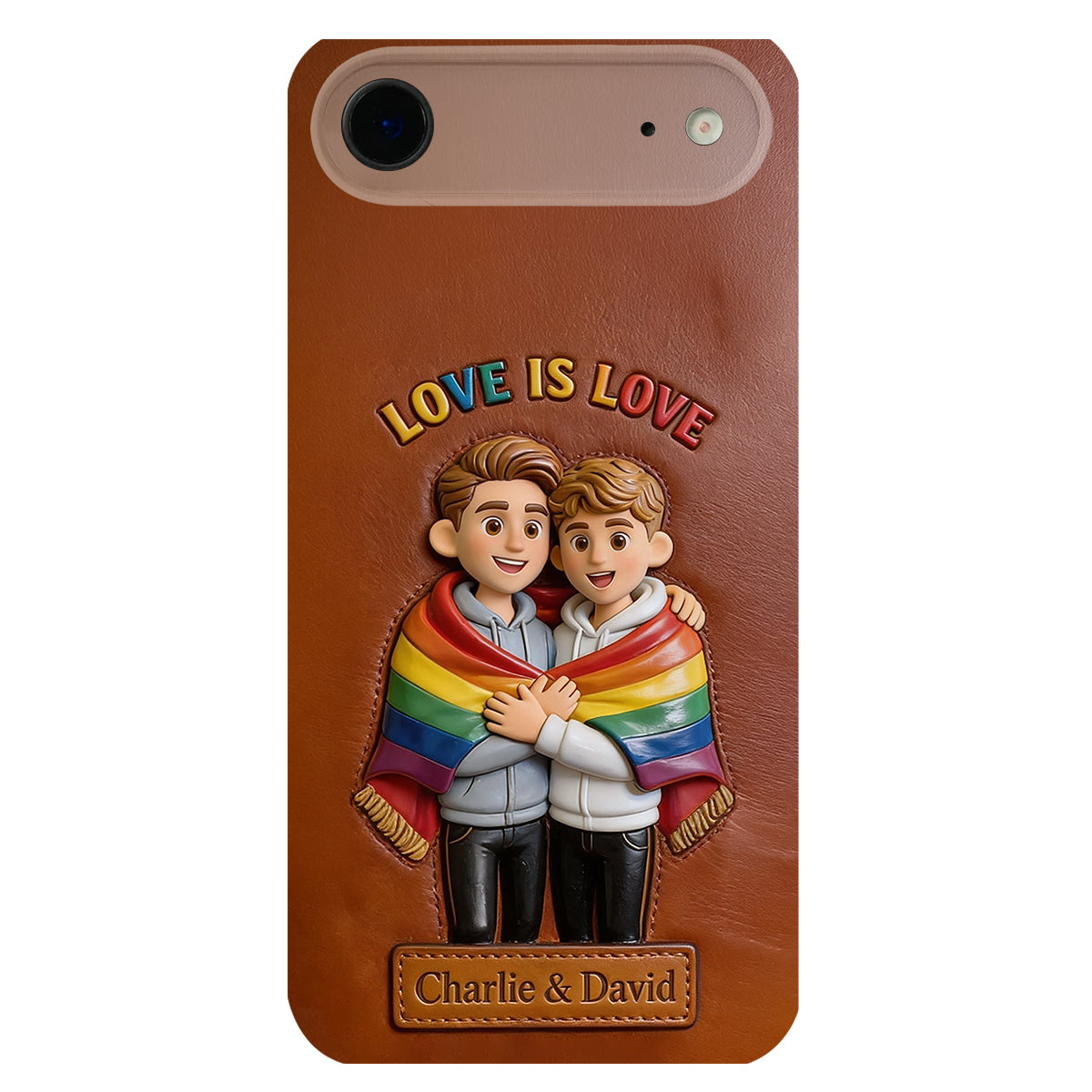 L'amour est l'amour - Coque de téléphone en cuir embossé 3D personnalisée LGBT