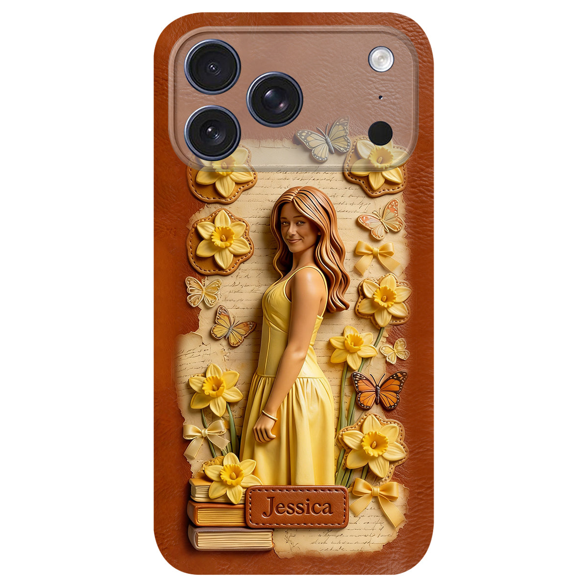 Custom Any Photo Unique Birth Flower - Personalized Self Love Leather Phone Case