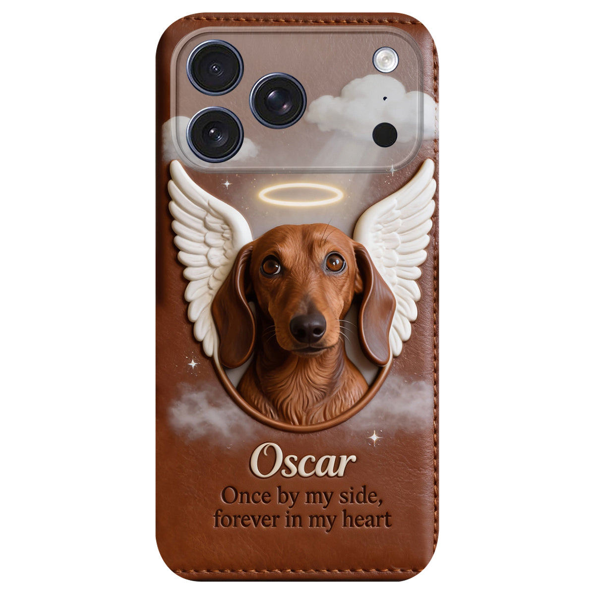 Once By My Side - Personalized Dog Leather Phone Case