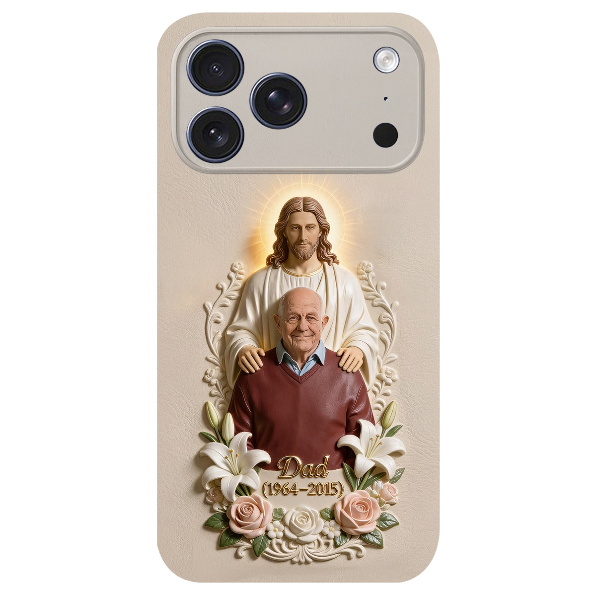 Memorial Gift Idea, Gift for Lost of Loved Ones - Personalized Memorial 3D Embossed Leather Phone Case