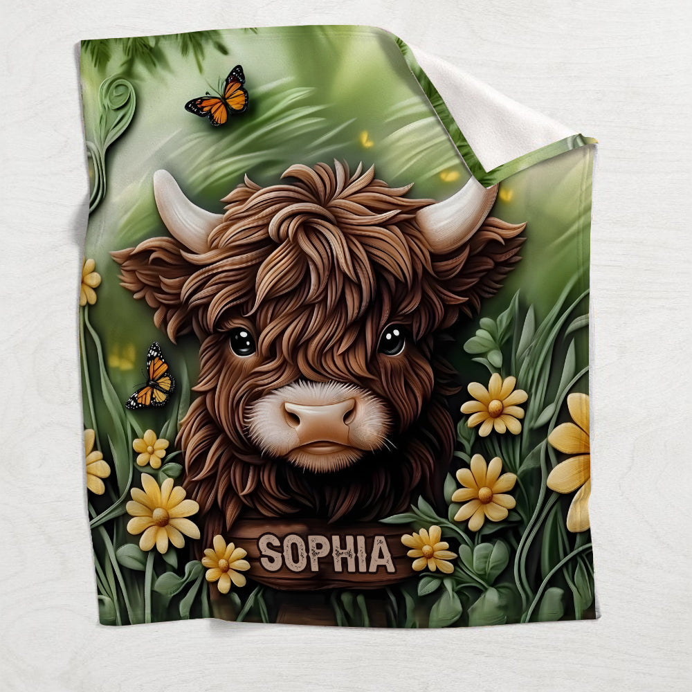 Baby Highland Cow - Personalized Blanket