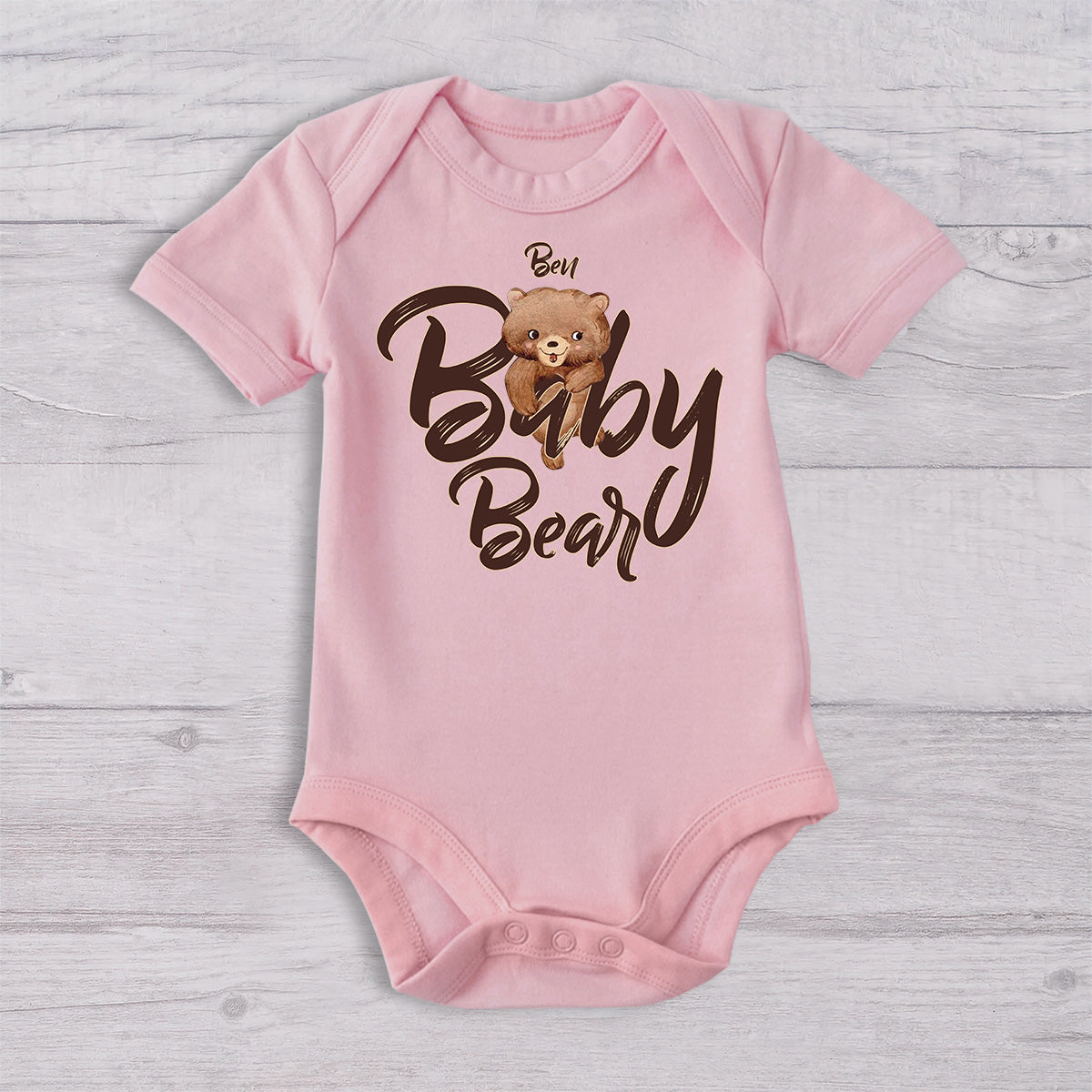 Papa Bear Baby Bear - Personalized Father T-shirt And Baby Onesie