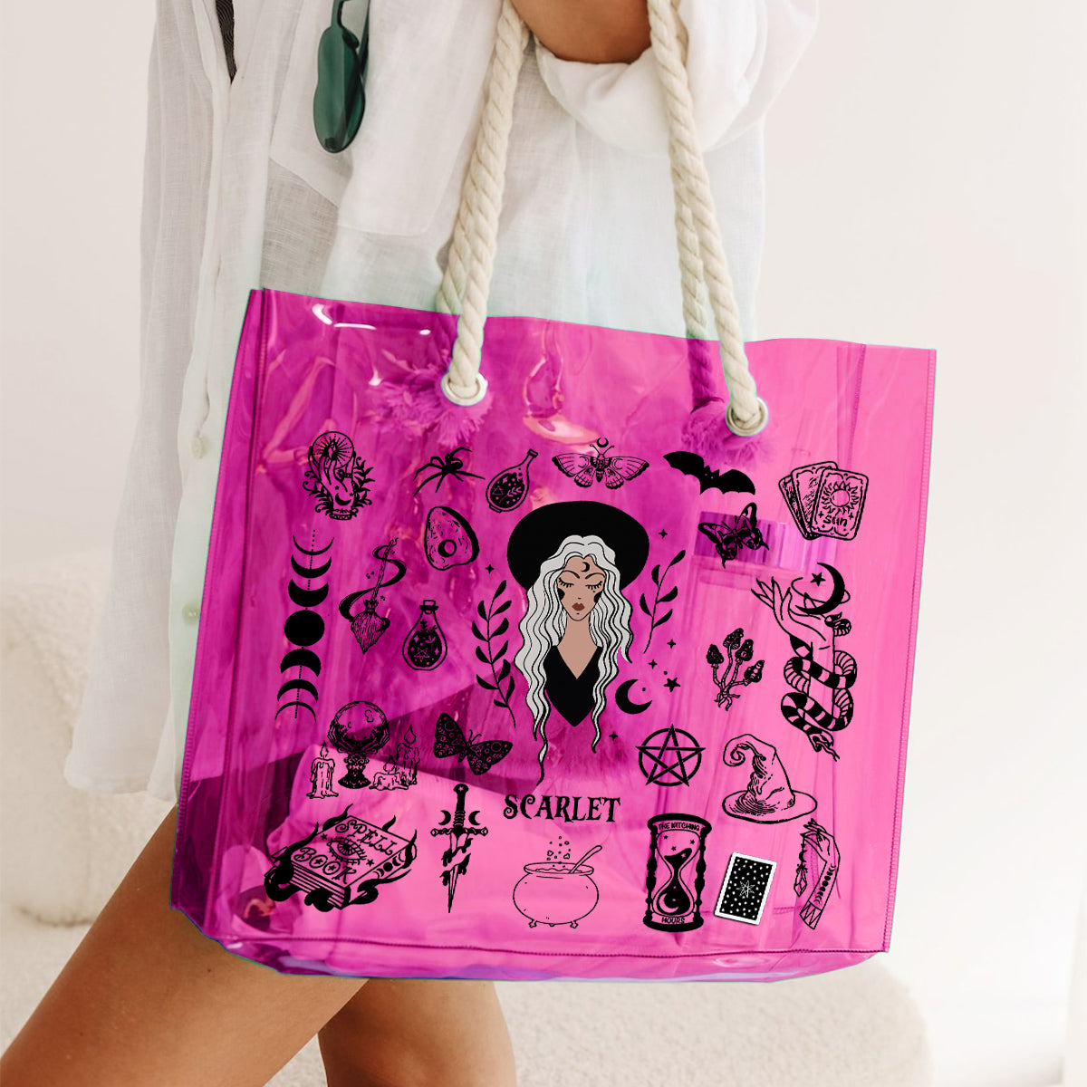 I'm Not Sugar And Spice - Personalized Witch Clear Tote Bag