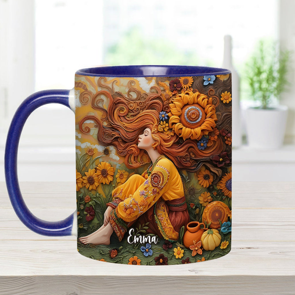 Hippie Girl Hippie Soul Peace Love - Personalized Hippie Accent Mug