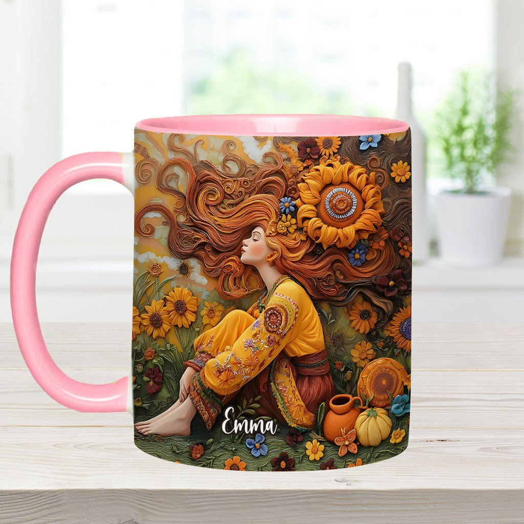 Hippie Girl Hippie Soul Peace Love - Personalized Hippie Accent Mug
