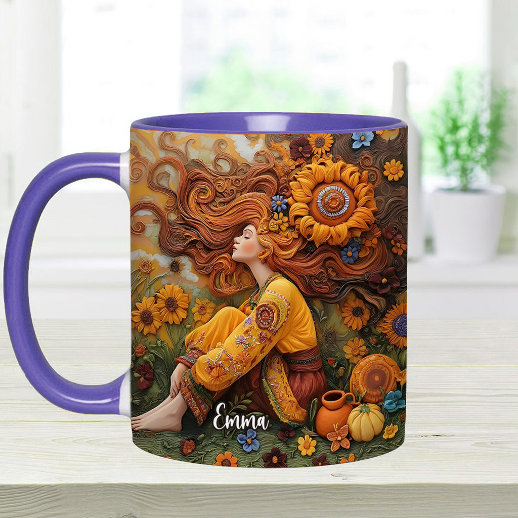 Hippie Girl Hippie Soul Peace Love - Personalized Hippie Accent Mug
