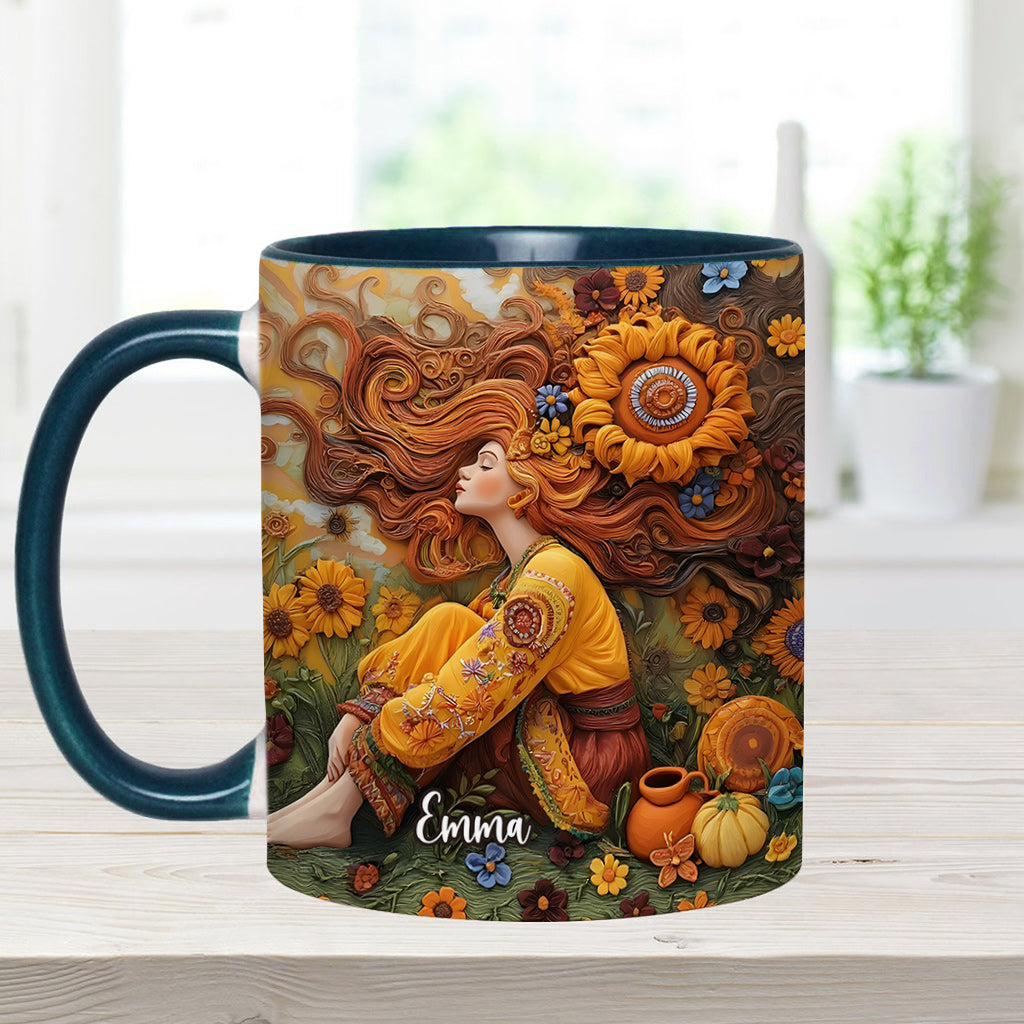 Hippie Girl Hippie Soul Peace Love - Personalized Hippie Accent Mug
