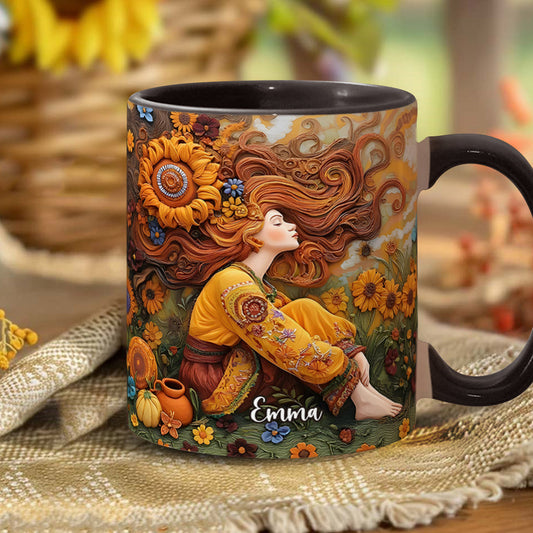 Hippie Girl Hippie Soul Peace Love - Personalized Hippie Accent Mug