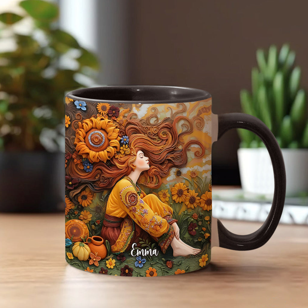 Hippie Girl Hippie Soul Peace Love - Personalized Hippie Accent Mug