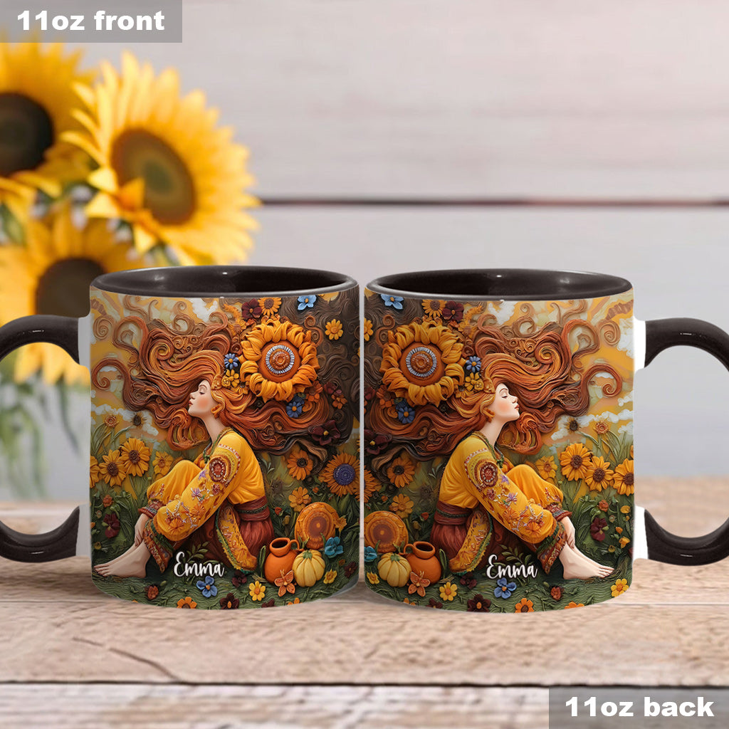 Hippie Girl Hippie Soul Peace Love - Personalized Hippie Accent Mug
