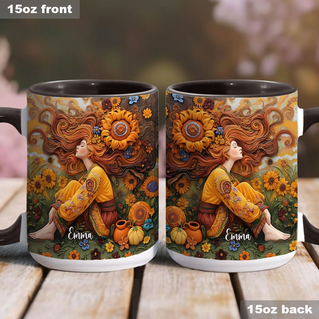 Hippie Girl Hippie Soul Peace Love - Personalized Hippie Accent Mug