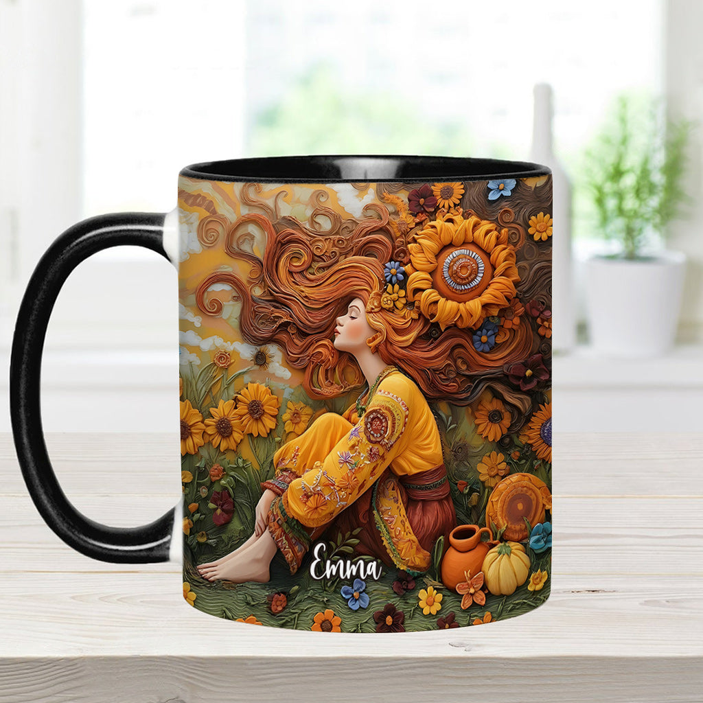 Hippie Girl Hippie Soul Peace Love - Personalized Hippie Accent Mug