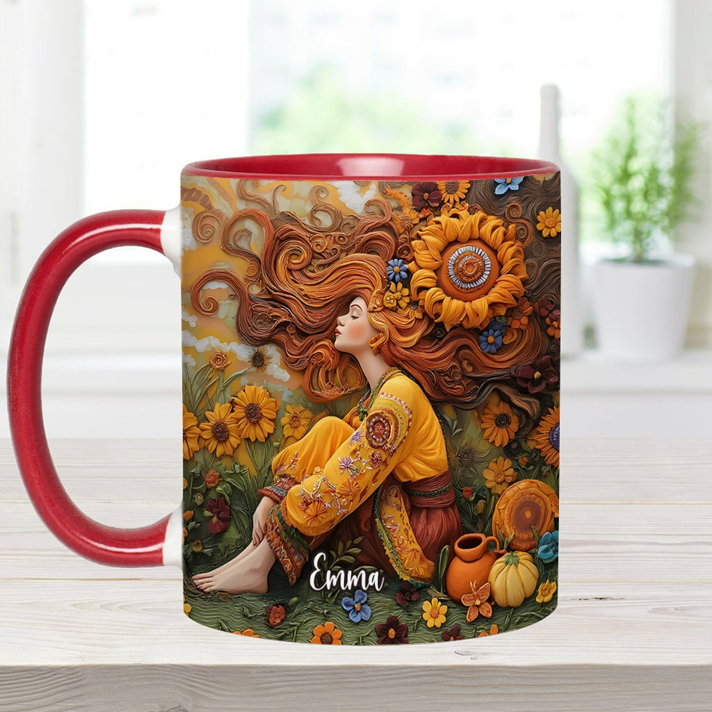 Hippie Girl Hippie Soul Peace Love - Personalized Hippie Accent Mug