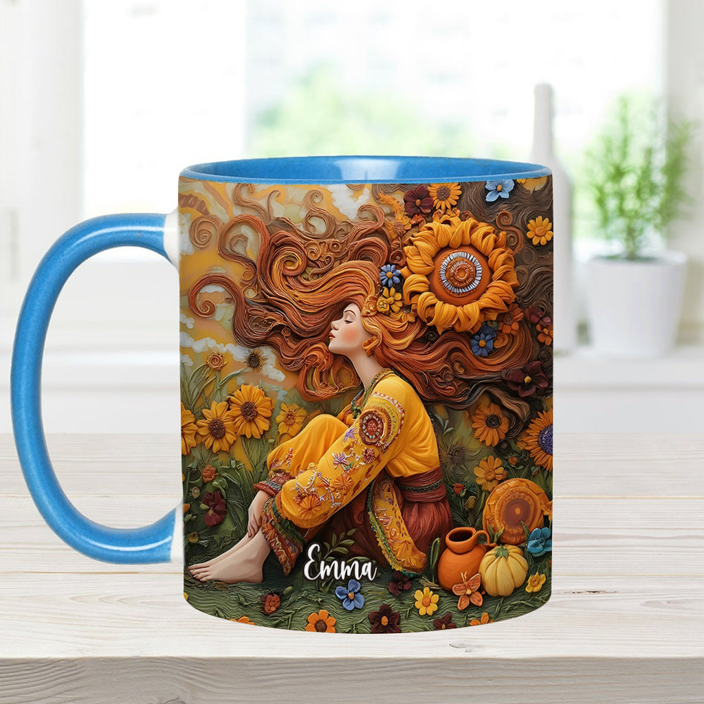 Hippie Girl Hippie Soul Peace Love - Personalized Hippie Accent Mug