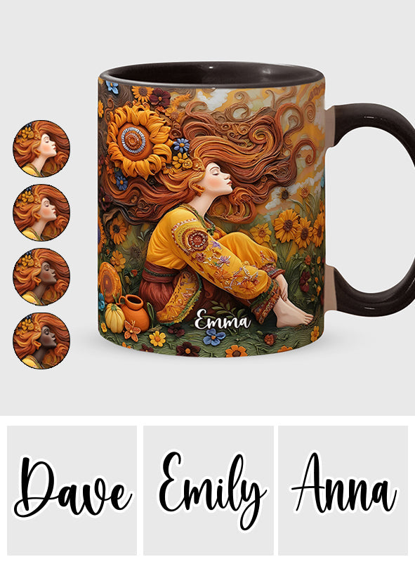 Hippie Girl Hippie Soul Peace Love - Personalized Hippie Accent Mug
