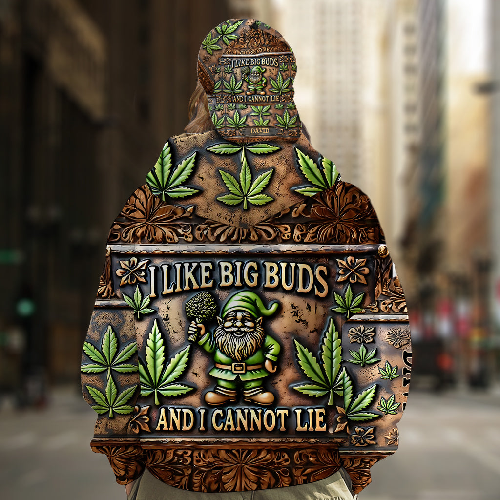 Ich mag große Buds – Personalisierter Hoodie mit Weed-Allover-Print & Klassische Kappe