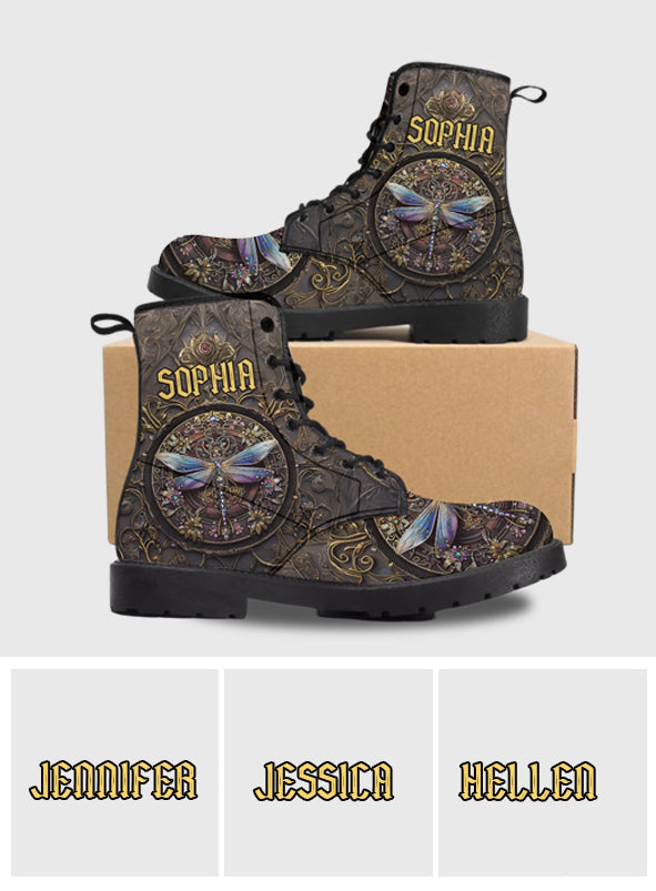 Beautiful Dragonfly - Personalized Dragonfly Leather Boots