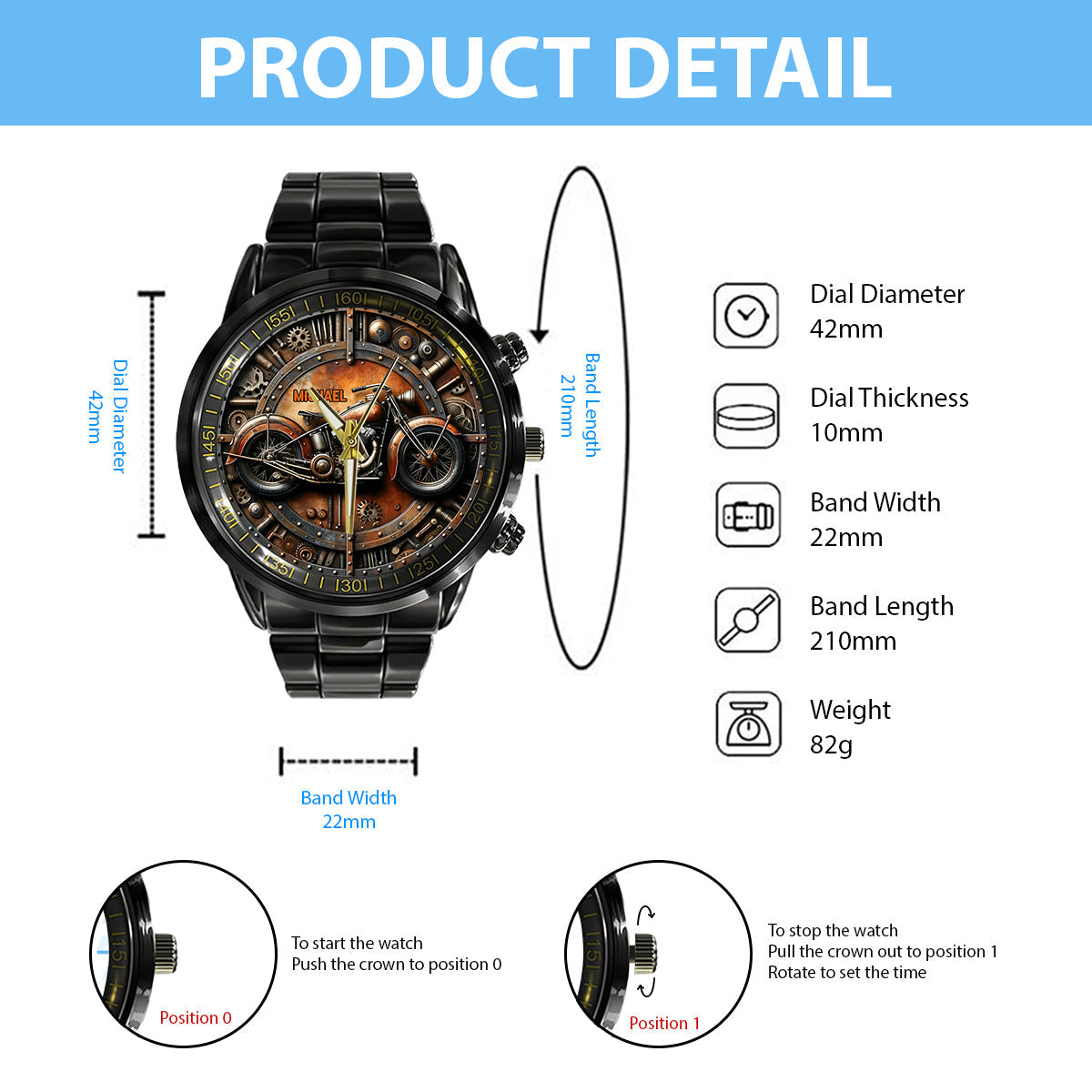 Time To Ride - Personalized Biker Hand Watch