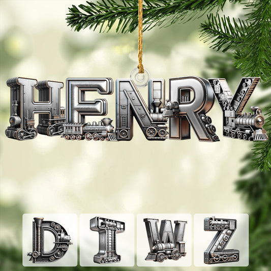 Train Alphabet Letter - Personalized Kid Transparent Ornament