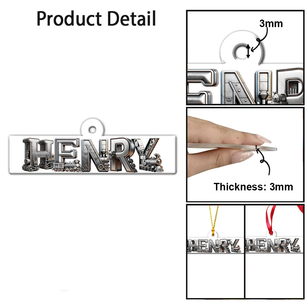 Train Alphabet Letter - Personalized Kid Transparent Ornament