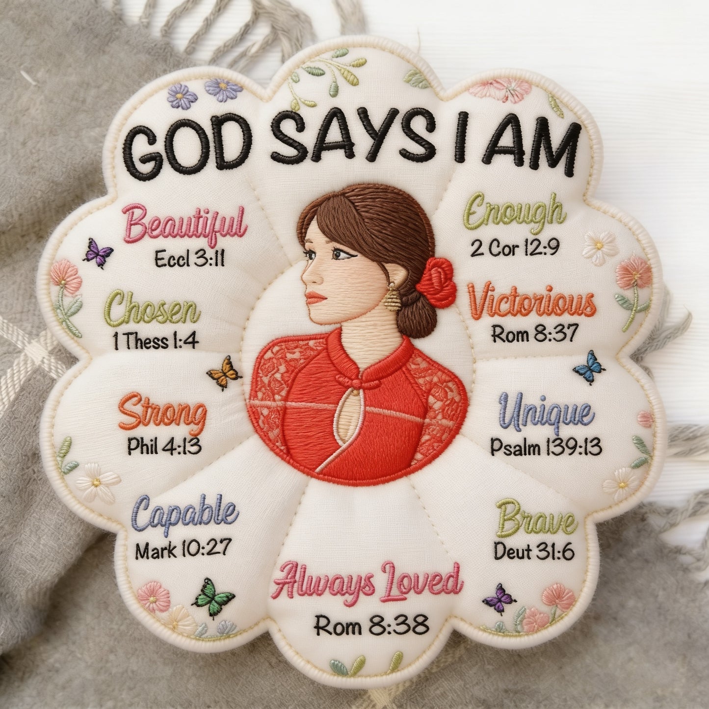 God Says I Am - Affirmation Gift - Personalized Young Girl Faux Fur Shaped Pillow