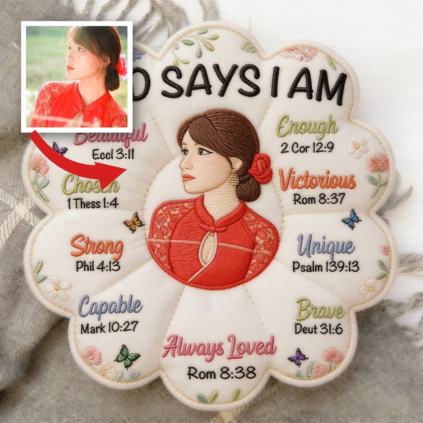 God Says I Am - Affirmation Gift - Personalized Young Girl Faux Fur Shaped Pillow