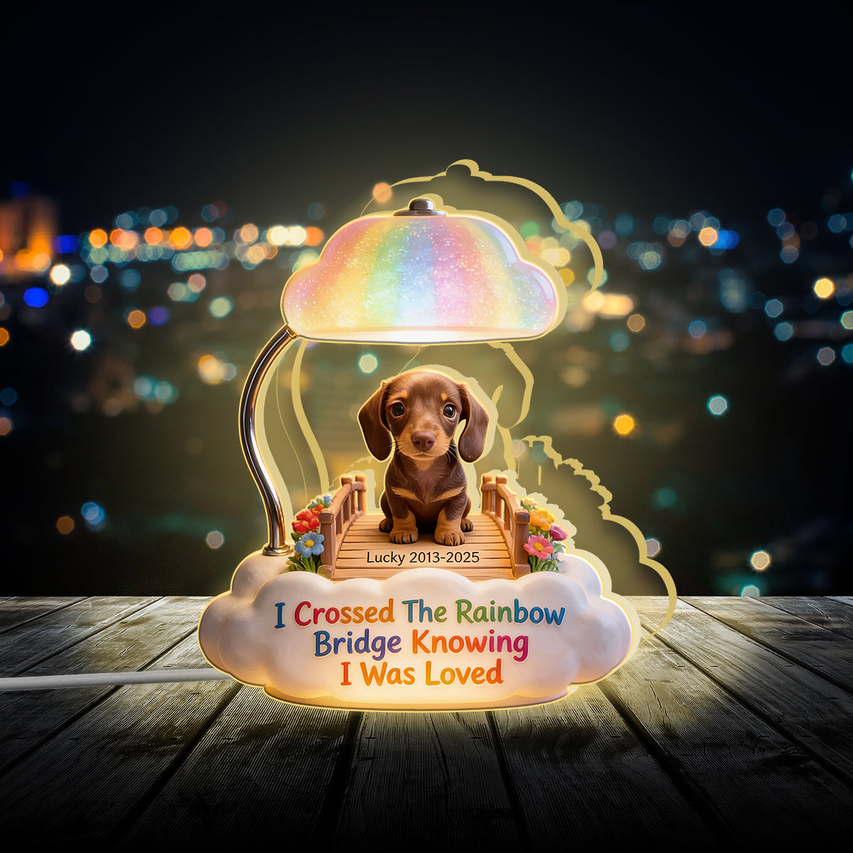 I Crossed The Rainbow Bridge - Personalized Adult German Shepherd Acrylic LED Night Light