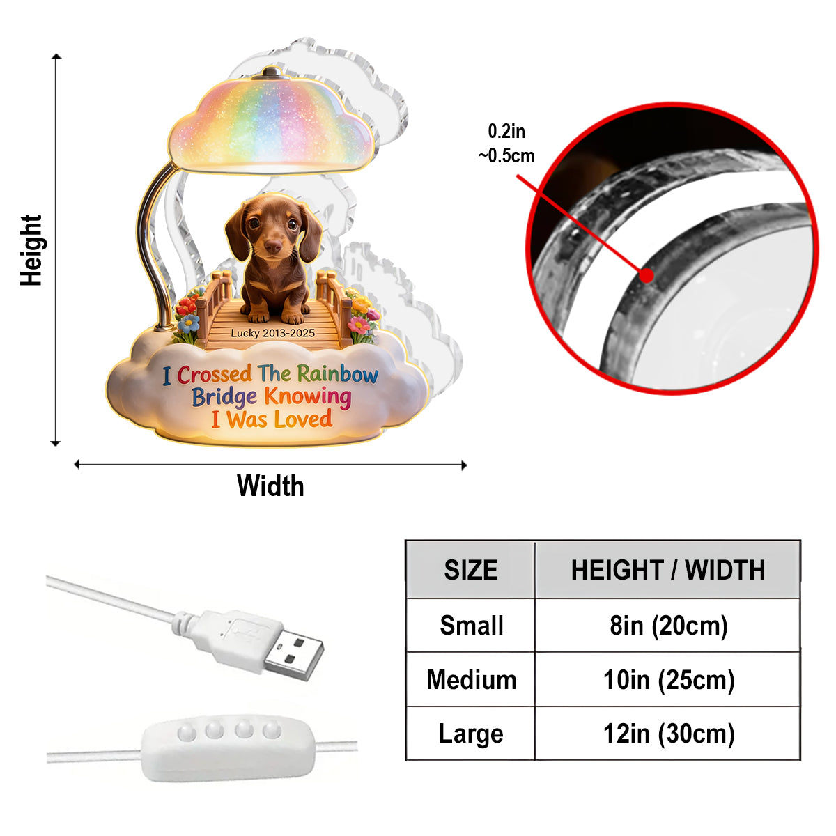 I Crossed The Rainbow Bridge - Personalized German Shepherd Acrylic LED Night Light