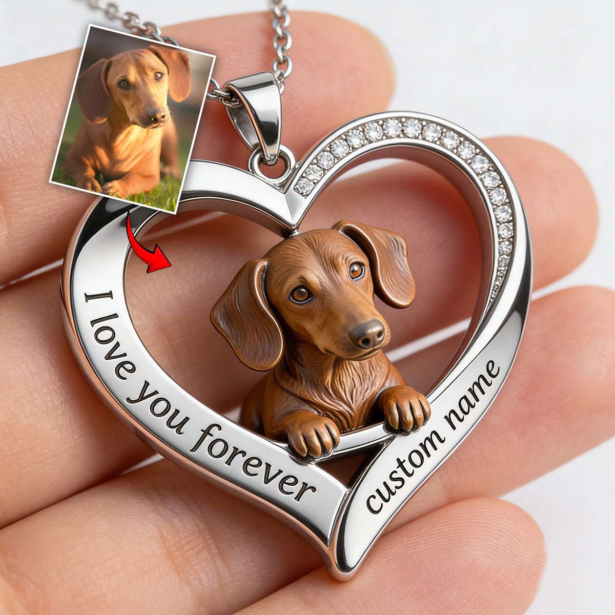 Custom From Any Photo - Personalized French Bulldog Shaped Metal Pendant Necklace