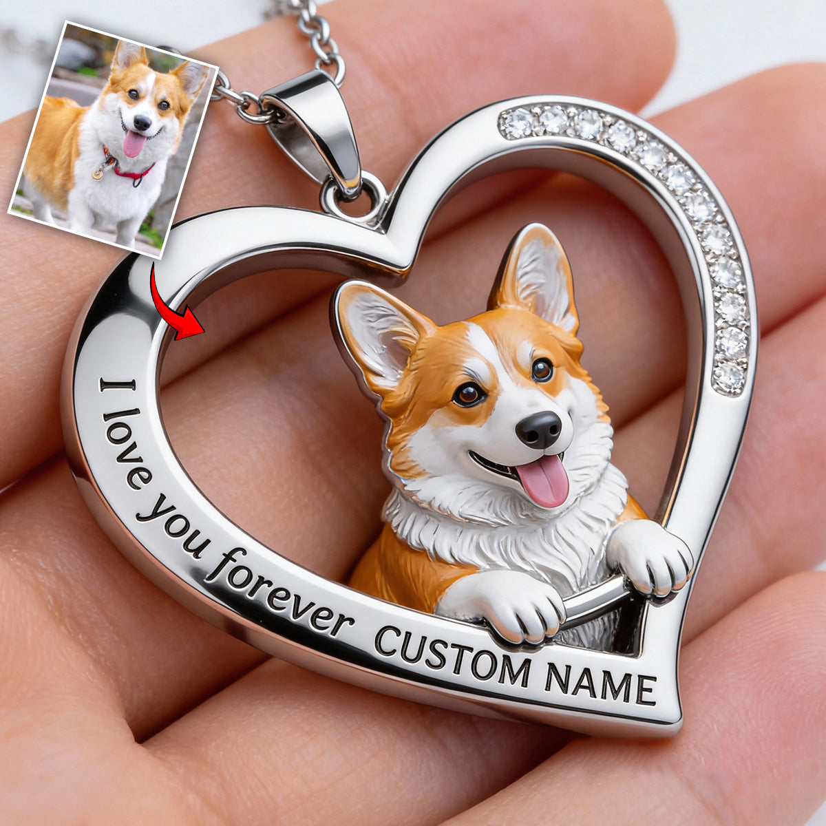 Custom From Any Photo - Personalized French Bulldog Shaped Metal Pendant Necklace