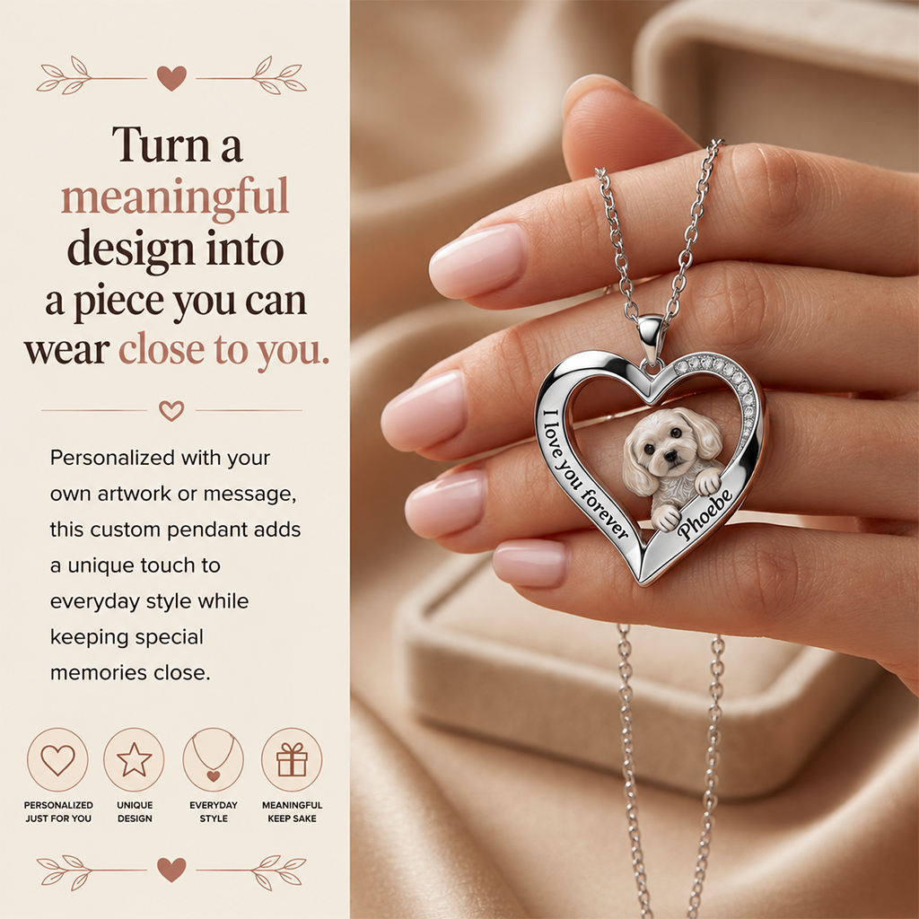 Custom From Any Photo - Personalized French Bulldog Shaped Metal Pendant Necklace