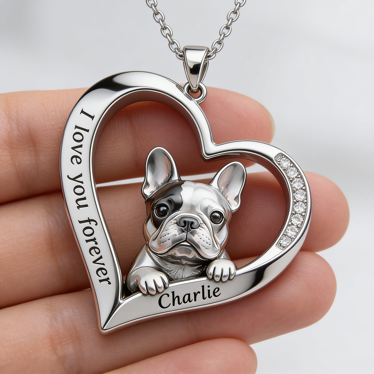 Custom From Any Photo - Personalized French Bulldog Shaped Metal Pendant Necklace