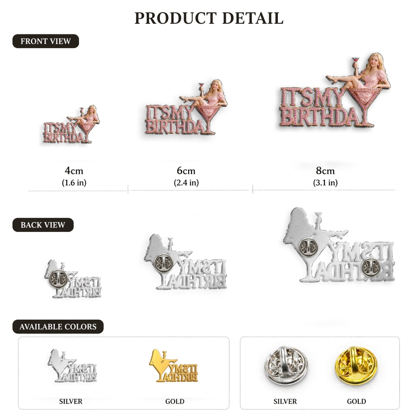 It's My Birthday - Blonde Birthday Woman 3D Embossed Enamel Pin